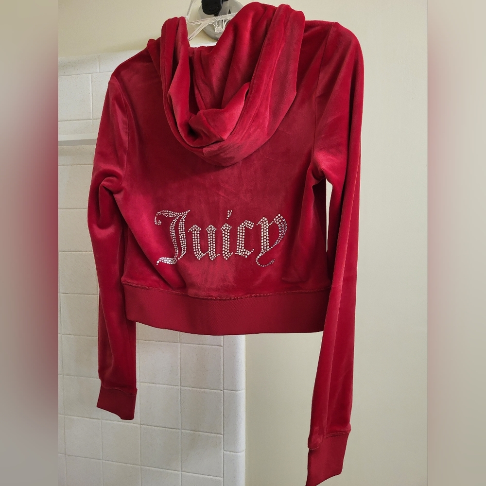 Juicy couture red velour hoodie jacket with bling Teen/Juniors XL